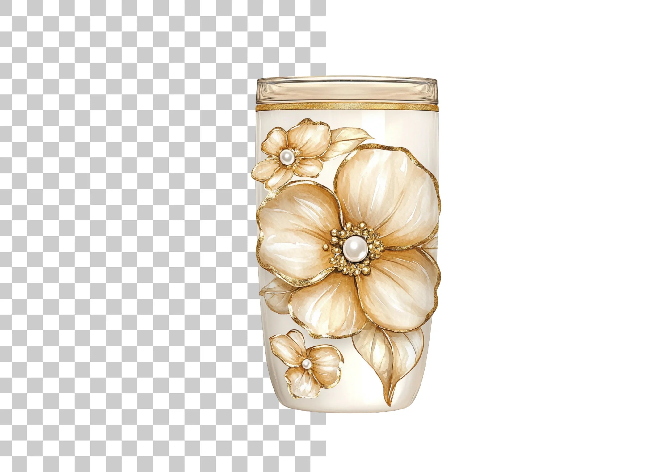 Golden Floral Tumbler Clipart Bundle