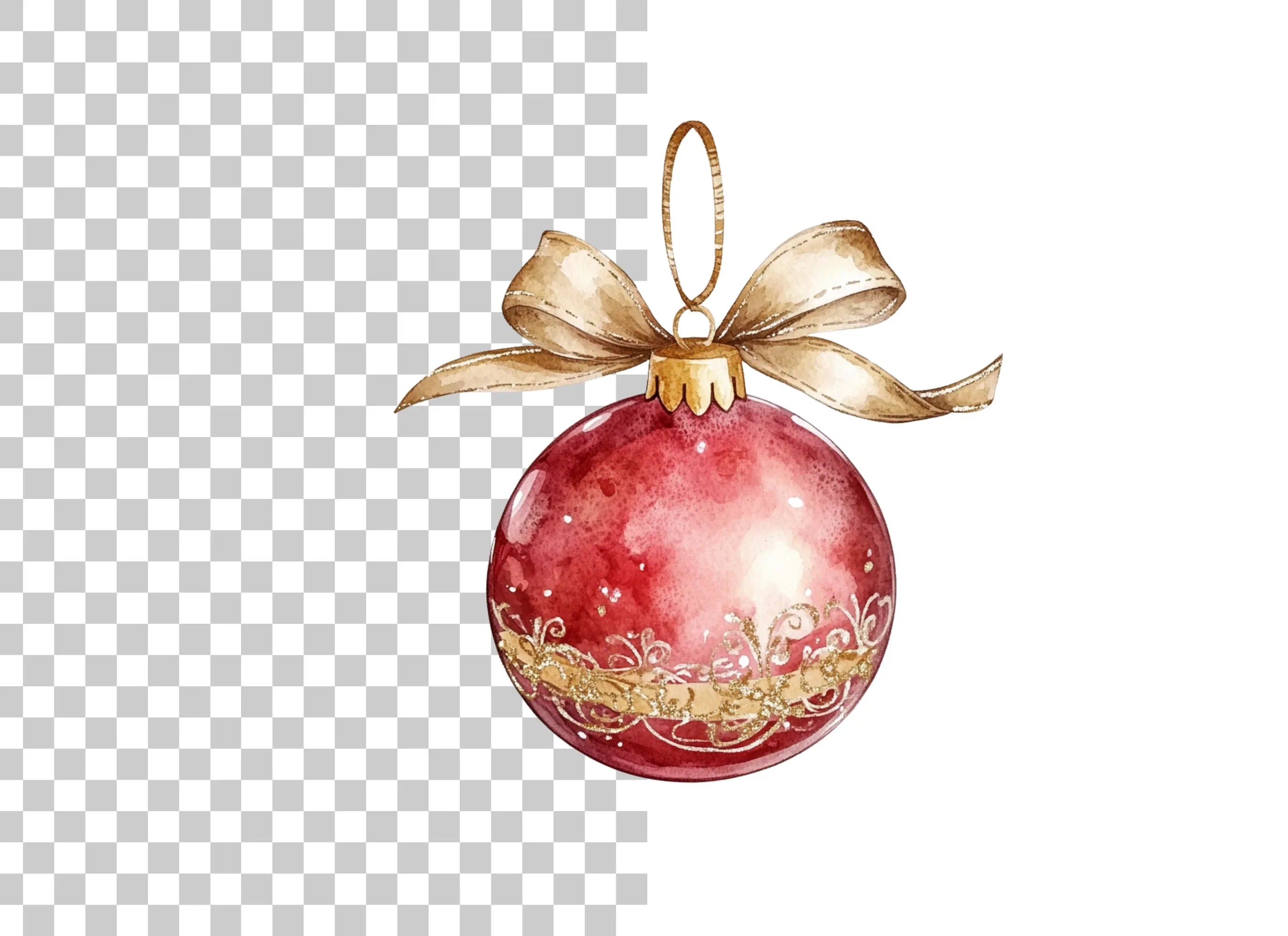 Red Christmas Baubles Clipart Bundle