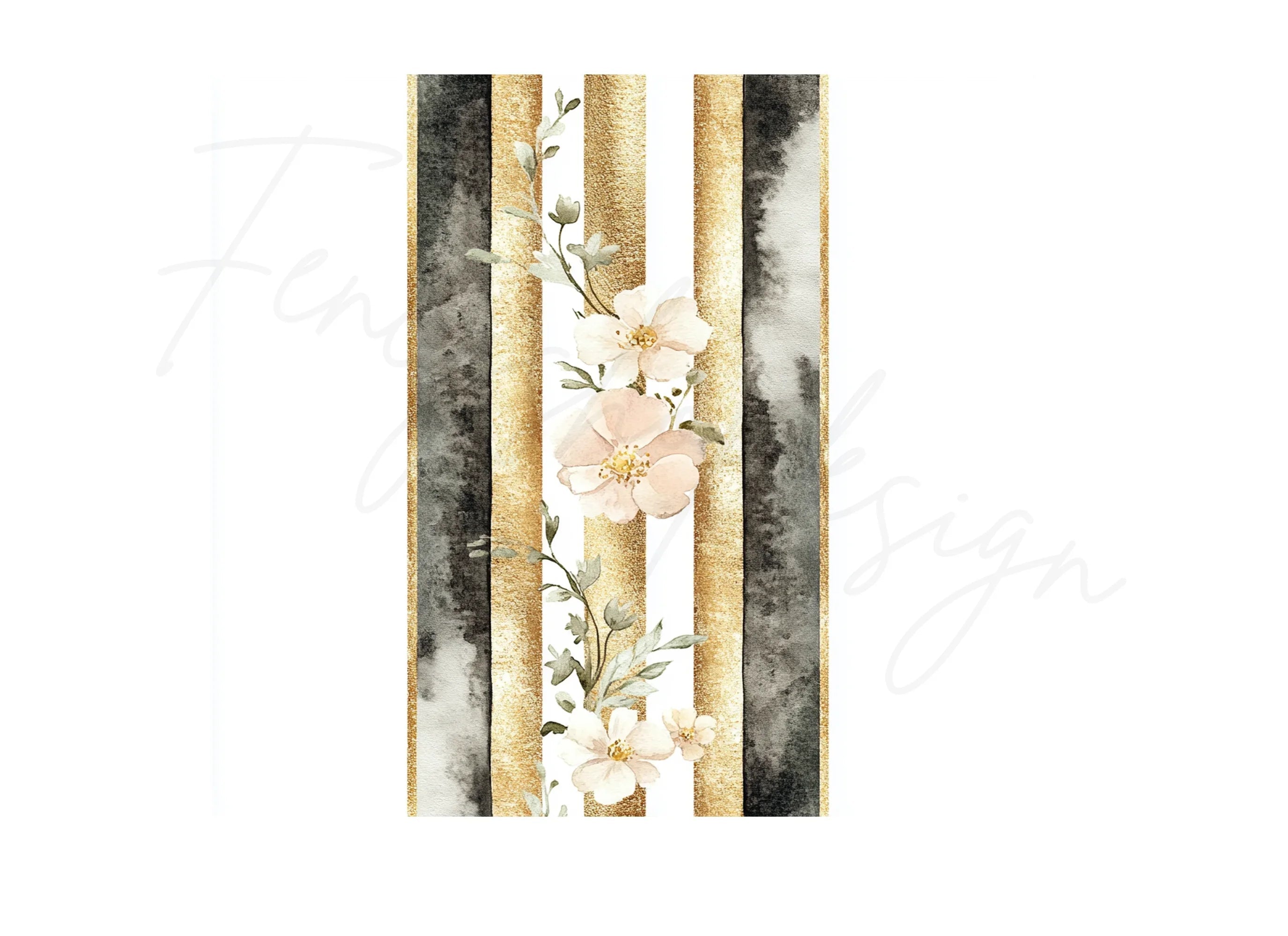 Gold Black Floral Clipart Bundle