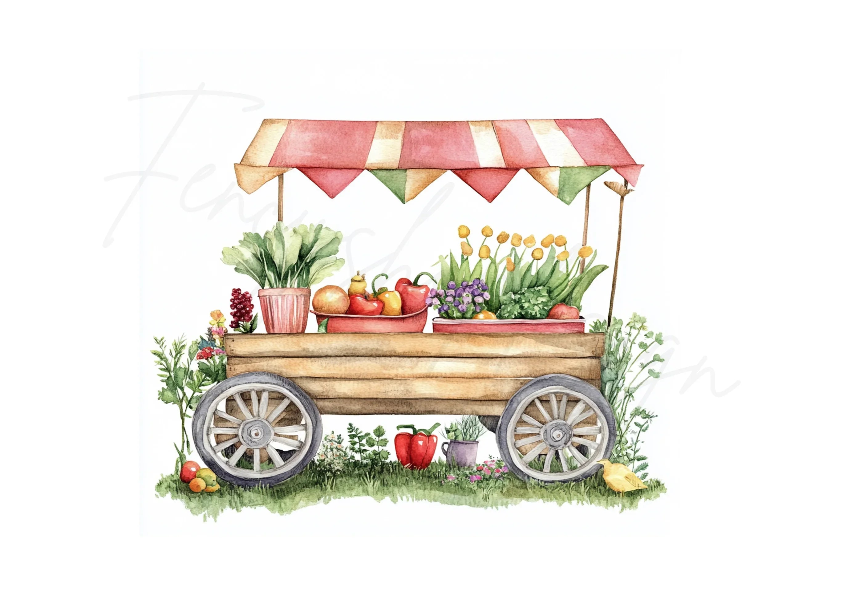 Autumn Harvest Market Cart Clipart Bundle