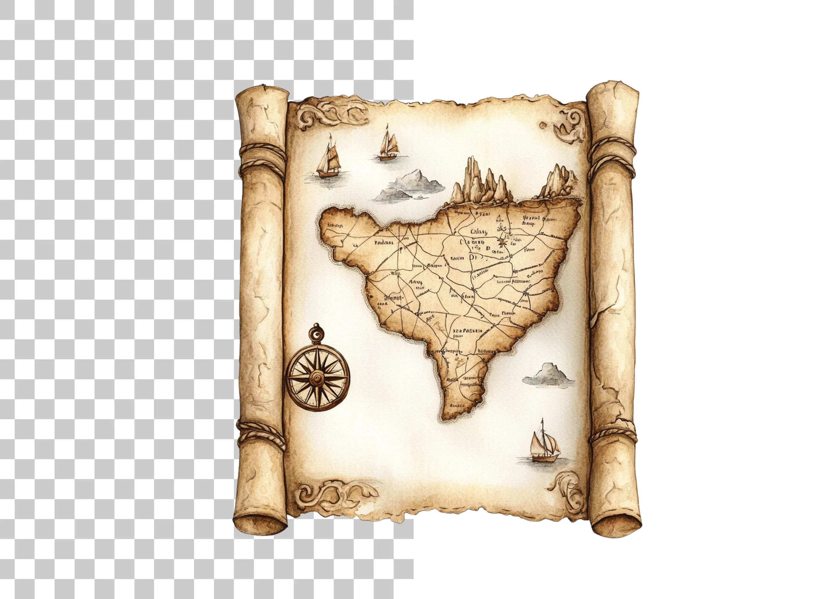Vintage Treasure Map Clipart Bundle