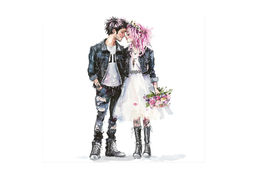 Punk Rock Wedding Couple Clipart Bundle