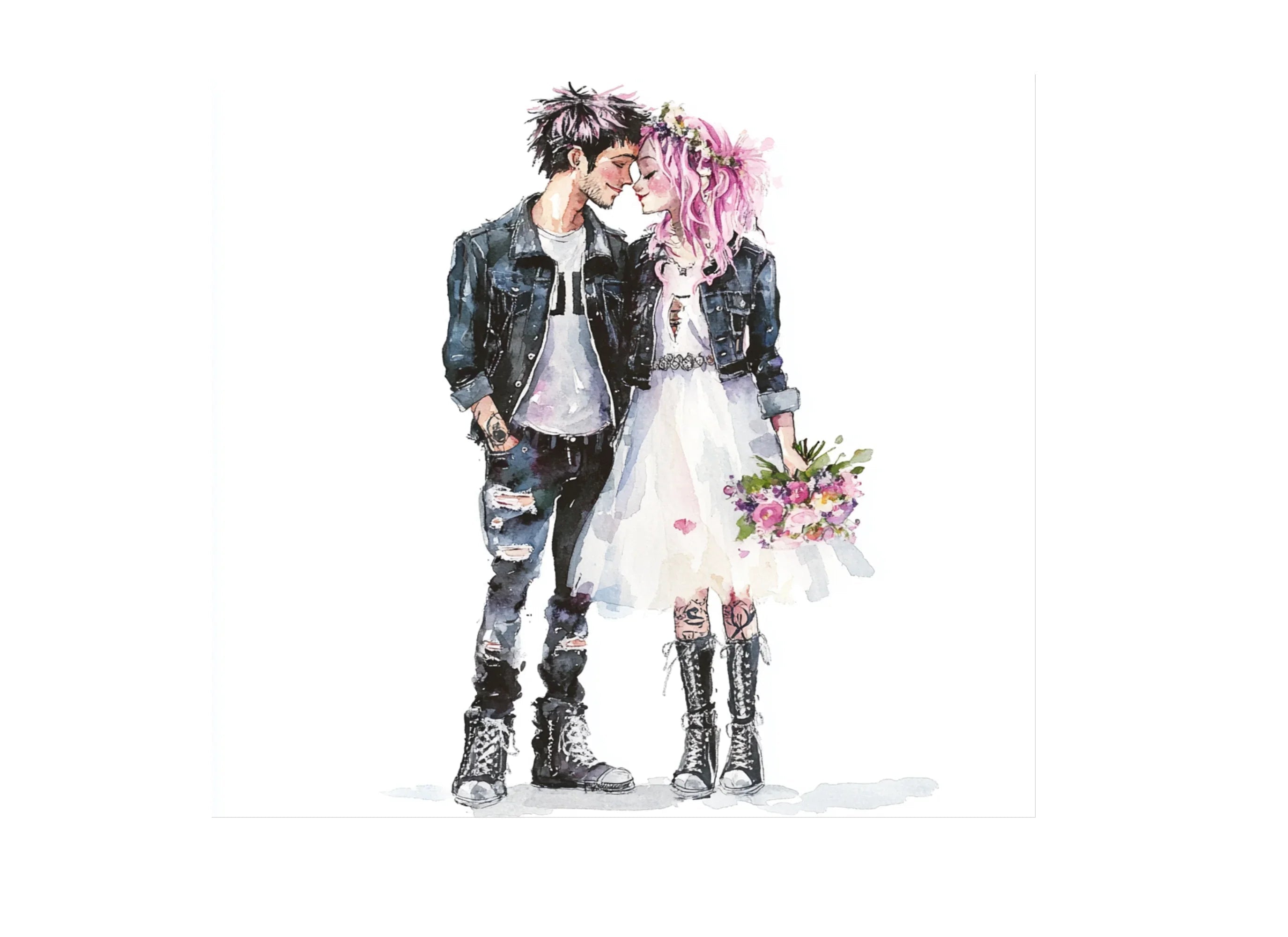 Punk Rock Wedding Couple Clipart Bundle