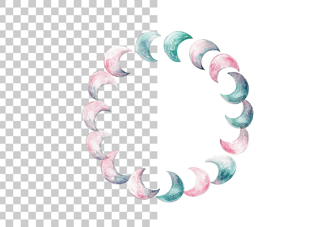 Moon Phase Wreath Clipart Bundle