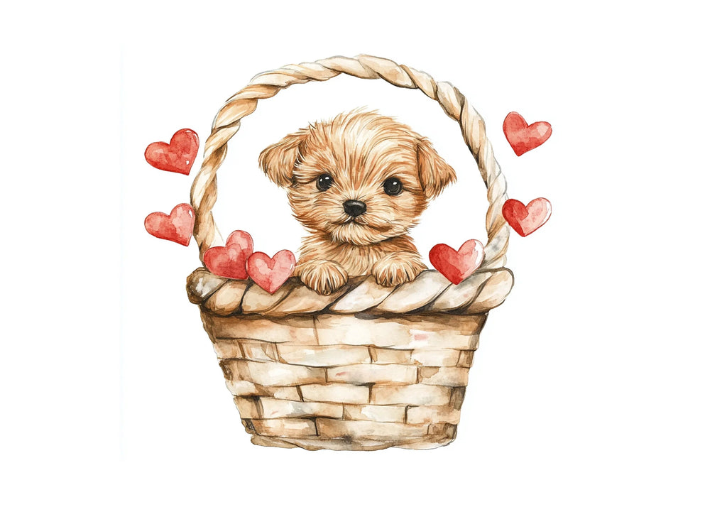 Cute Puppies with Hearts Clipart Bundle