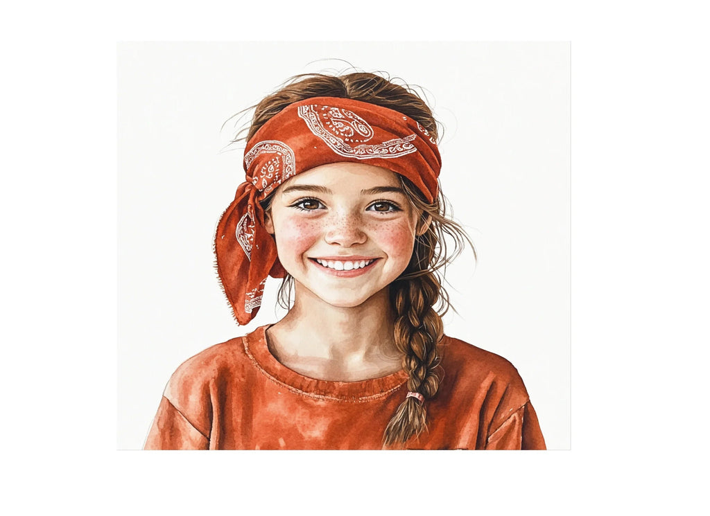 Smiling Girl with Red Bandana Clipart Bundle