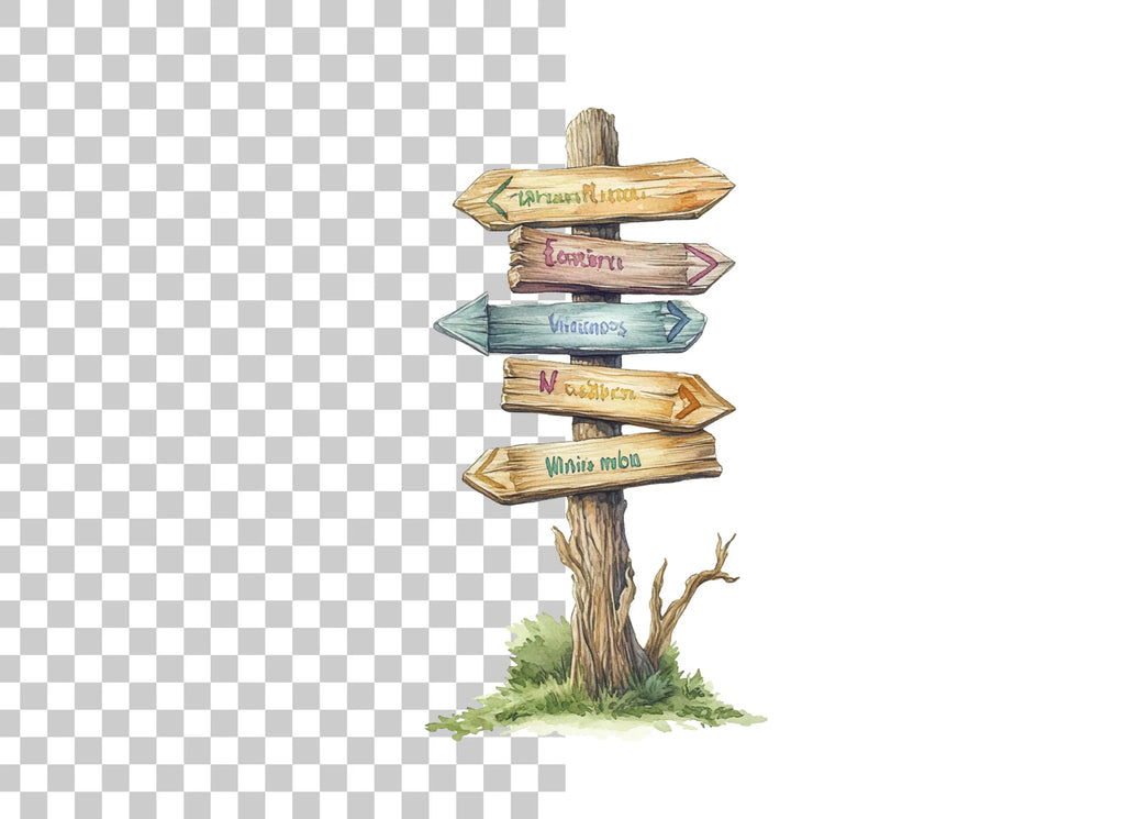 Wooden Signpost Clipart Bundle