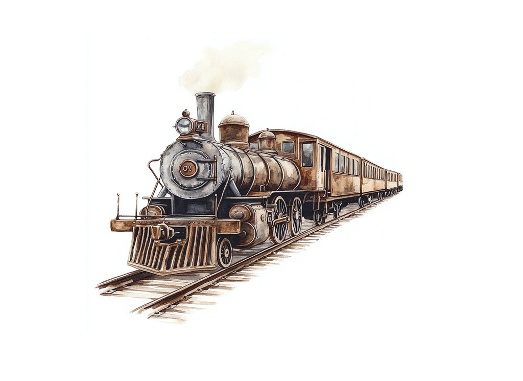 Vintage Steam Train Clipart Bundle