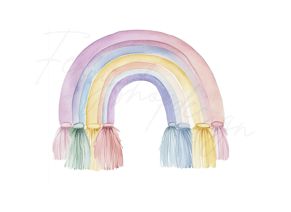 Pastel Rainbow Tassels Clipart Bundle