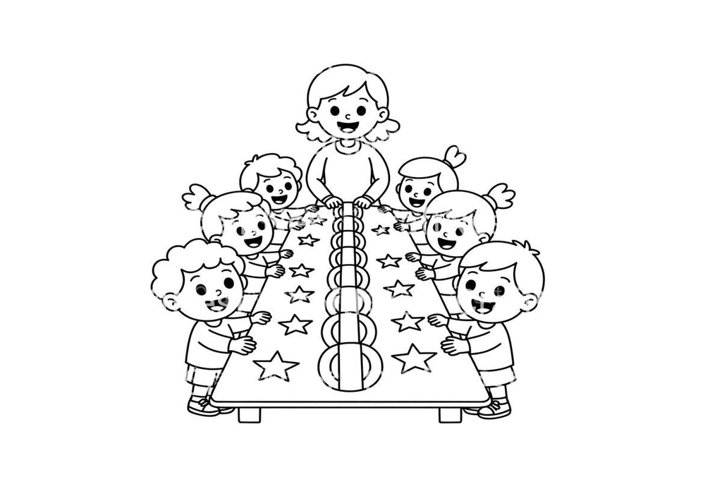 Teacher and Kids Playing Coloring Books