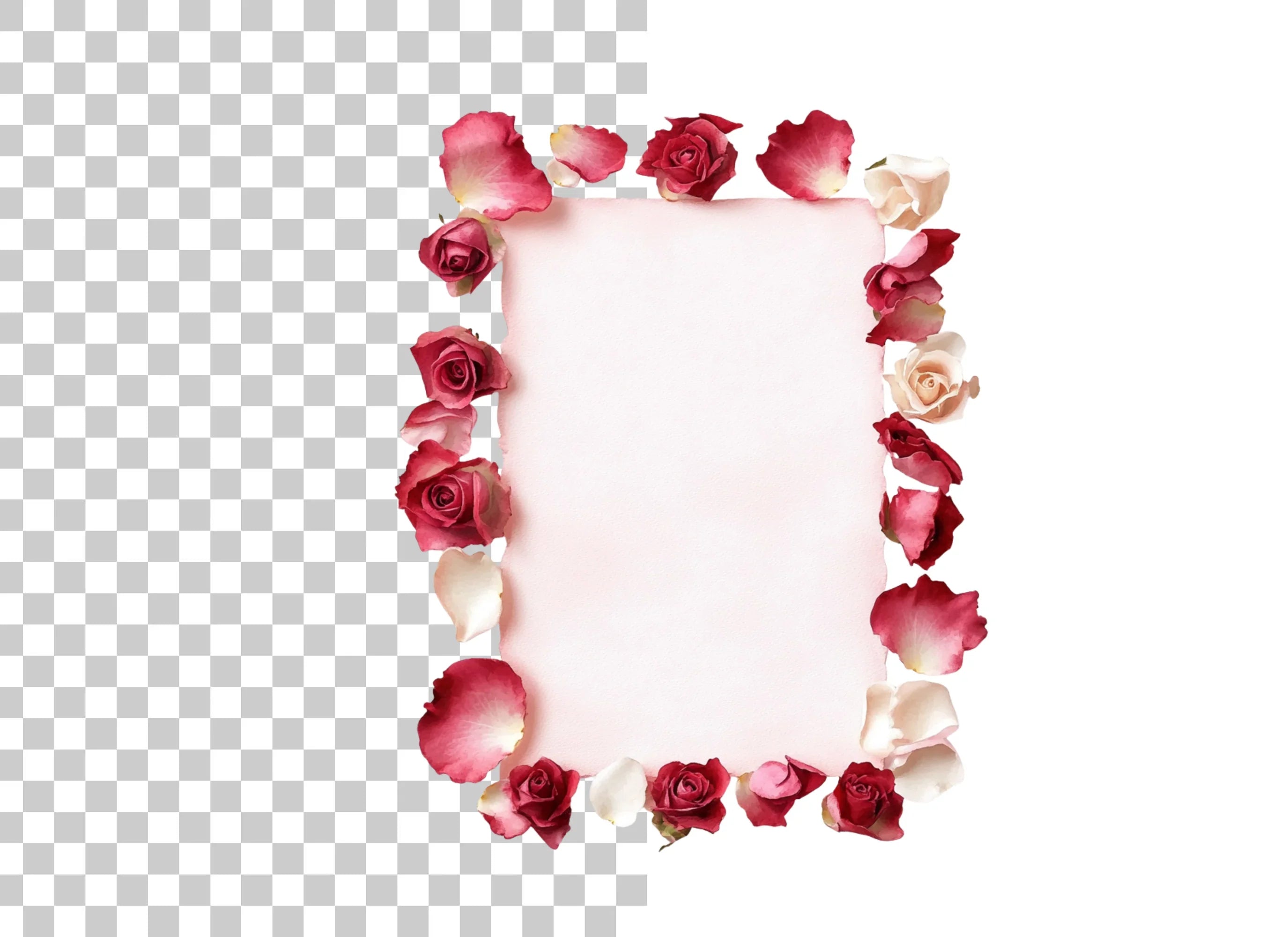 Rose Petal and Bud Frames Clipart Bundle