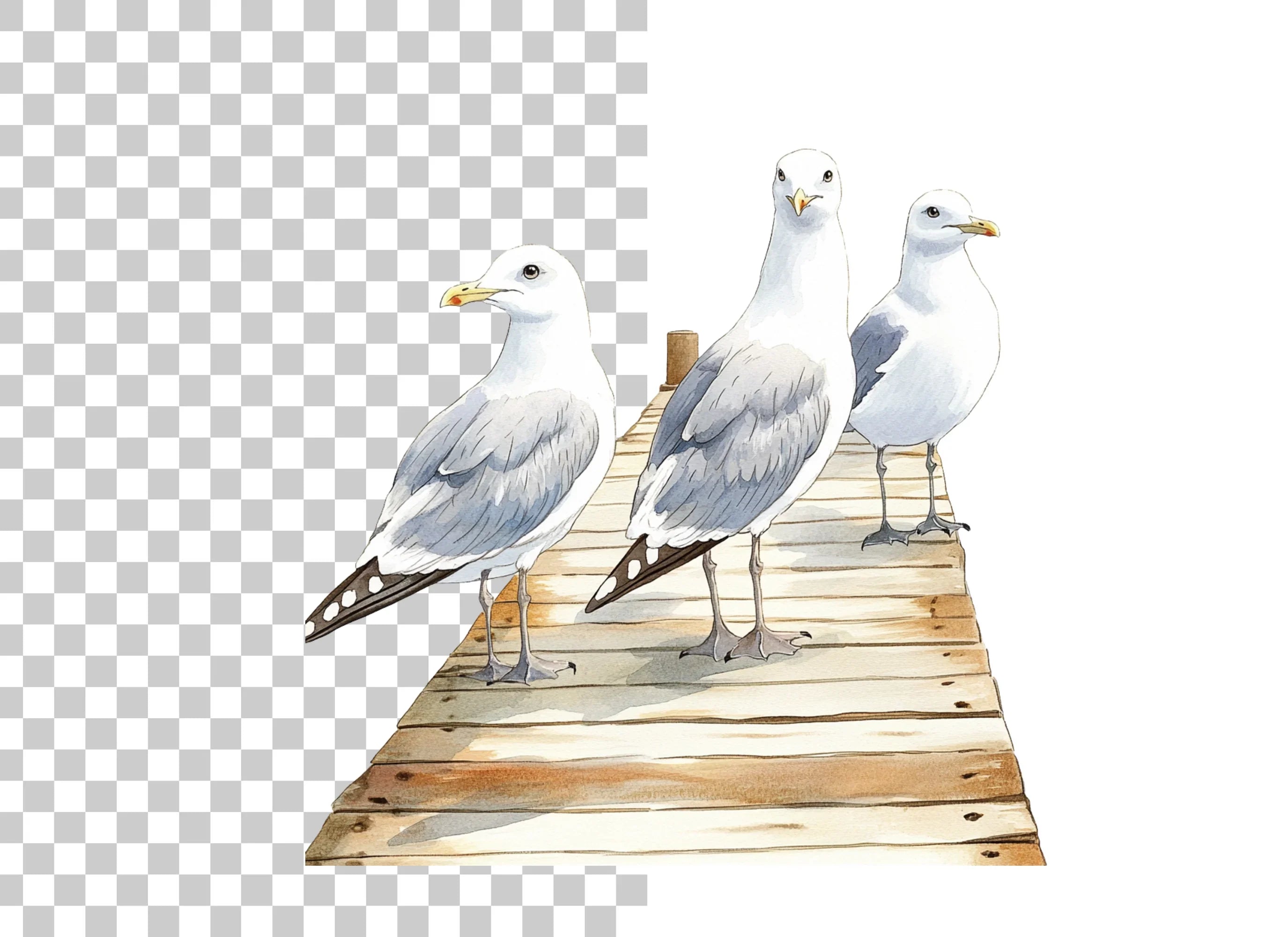 Seagulls on Dock Clipart Bundle