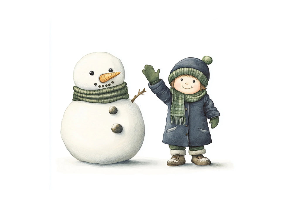 Happy Kids and Snowmen Winter Clipart Bundle