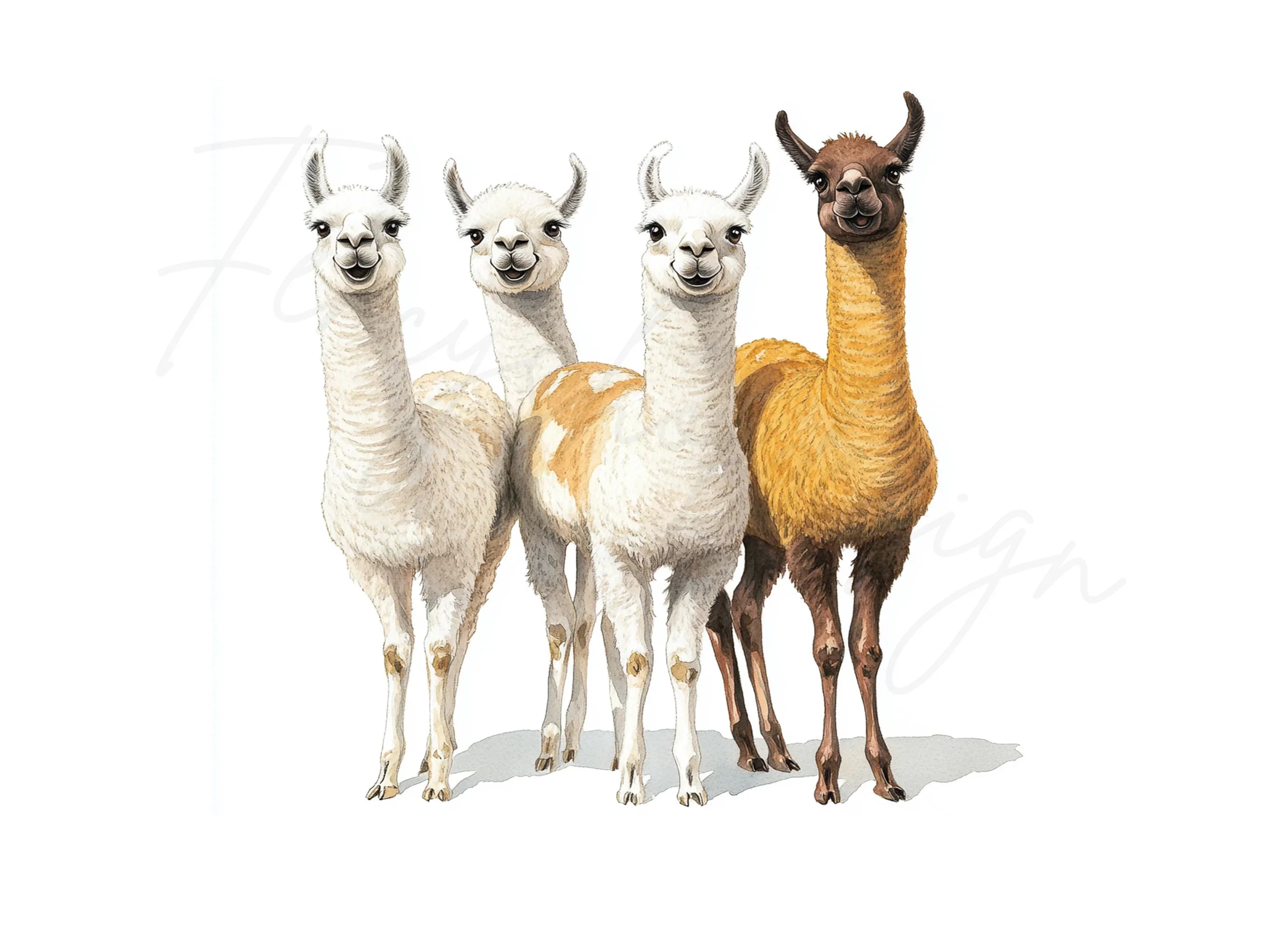 Diverse Llama Group Clipart Bundle
