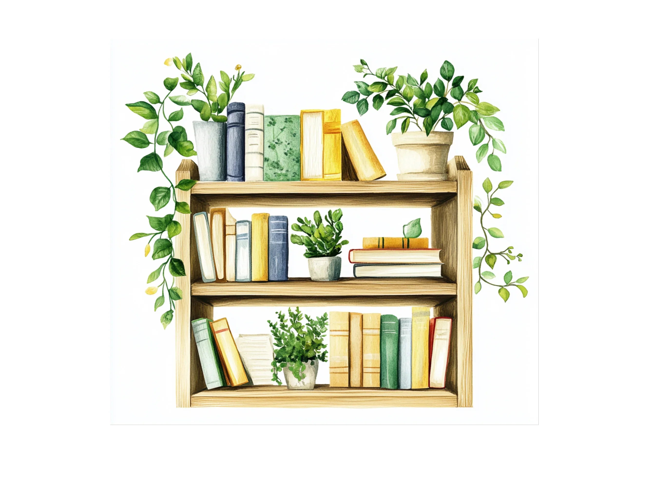Greenery Bookshelf Clipart Bundle