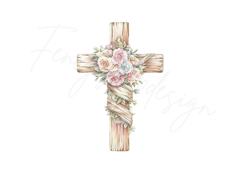 Floral Wooden Crosses Clipart Bundle