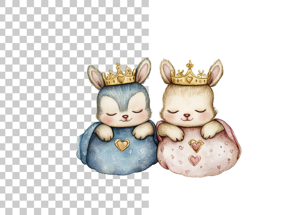 Sleeping Baby Animal Prince Princess Clipart Bundle