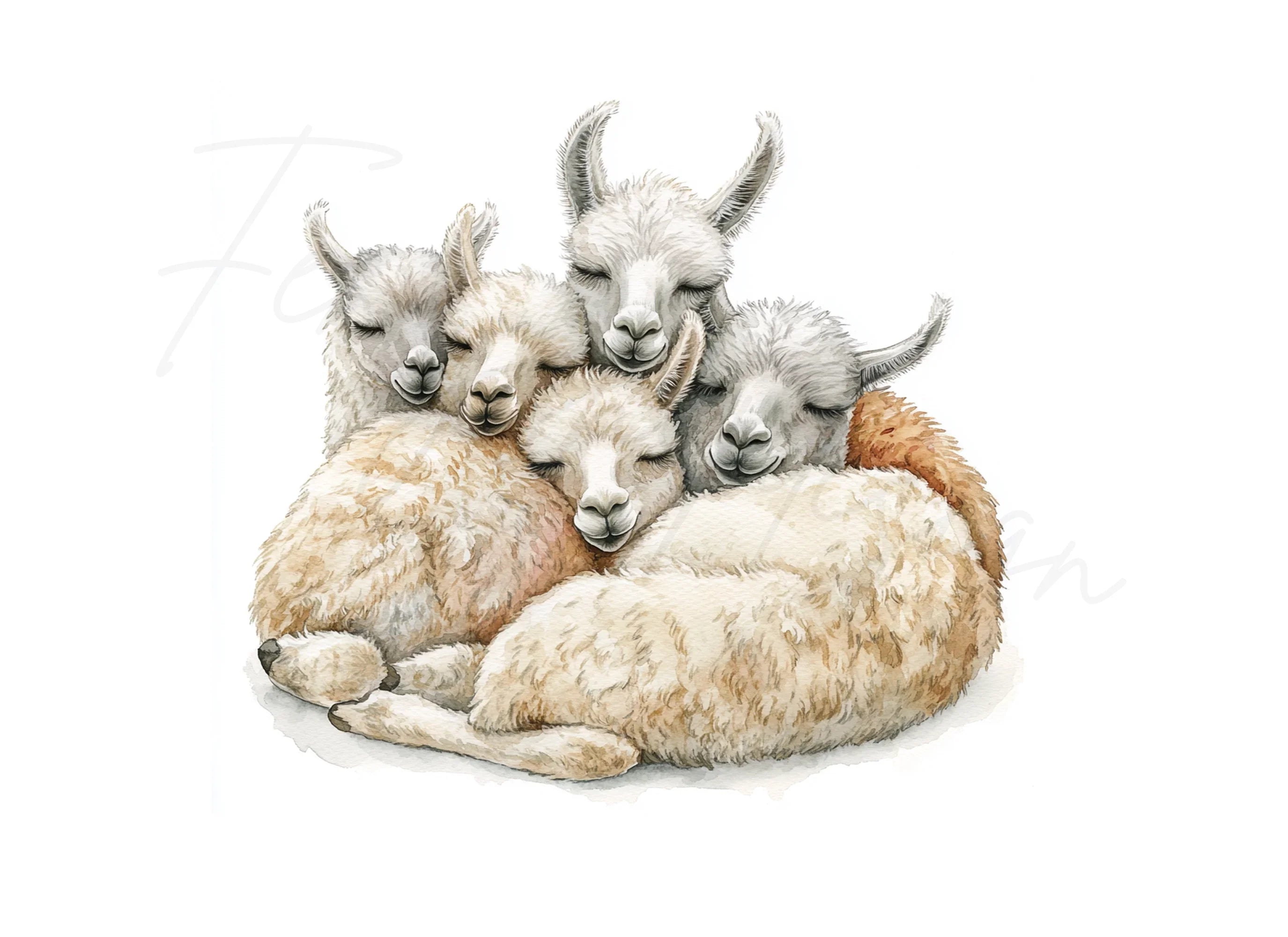 Cute Sleeping Baby Llamas Clipart Bundle