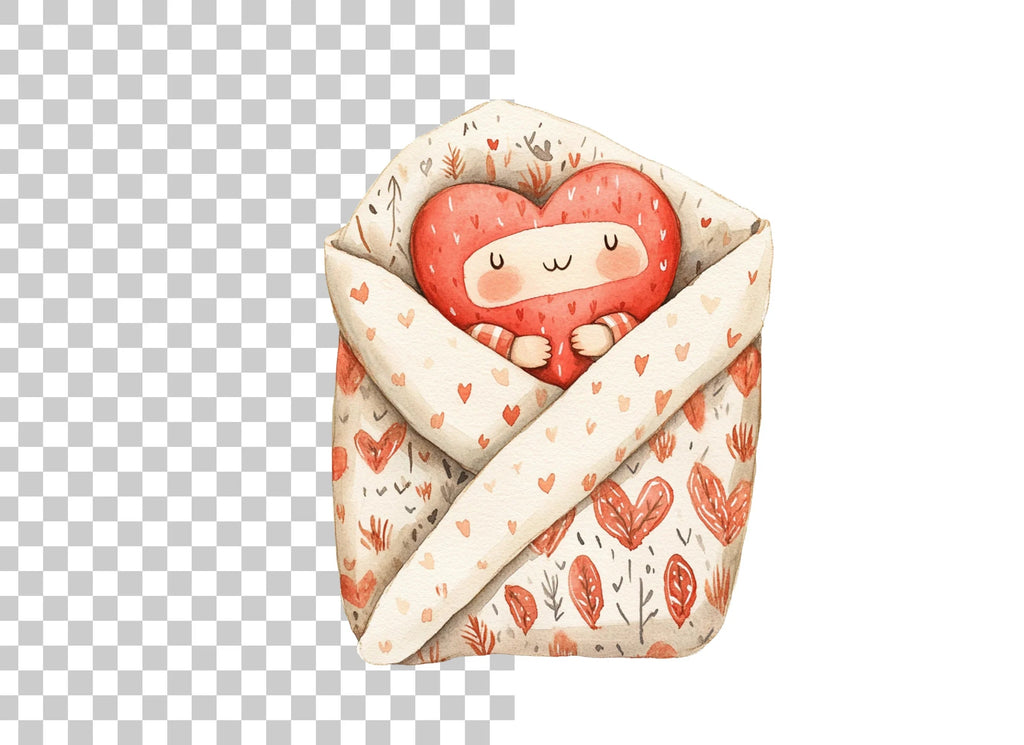 Baby Heart Swaddle Clipart Bundle