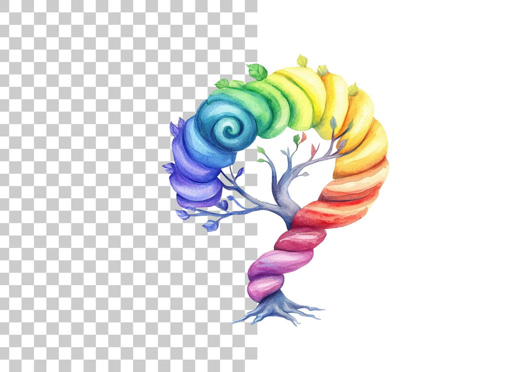 Rainbow Tree Question Mark Clipart Bundle