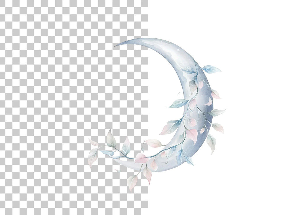 Whimsical Floral Moon Clipart Bundle
