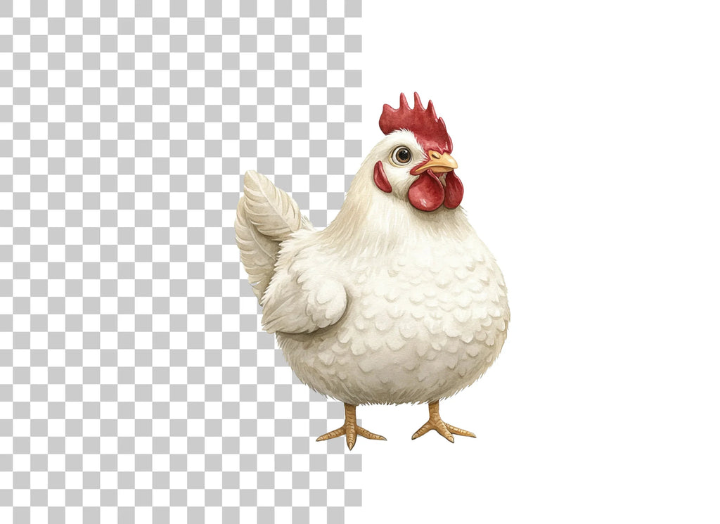 Cute White Hen Illustration Clipart Bundle