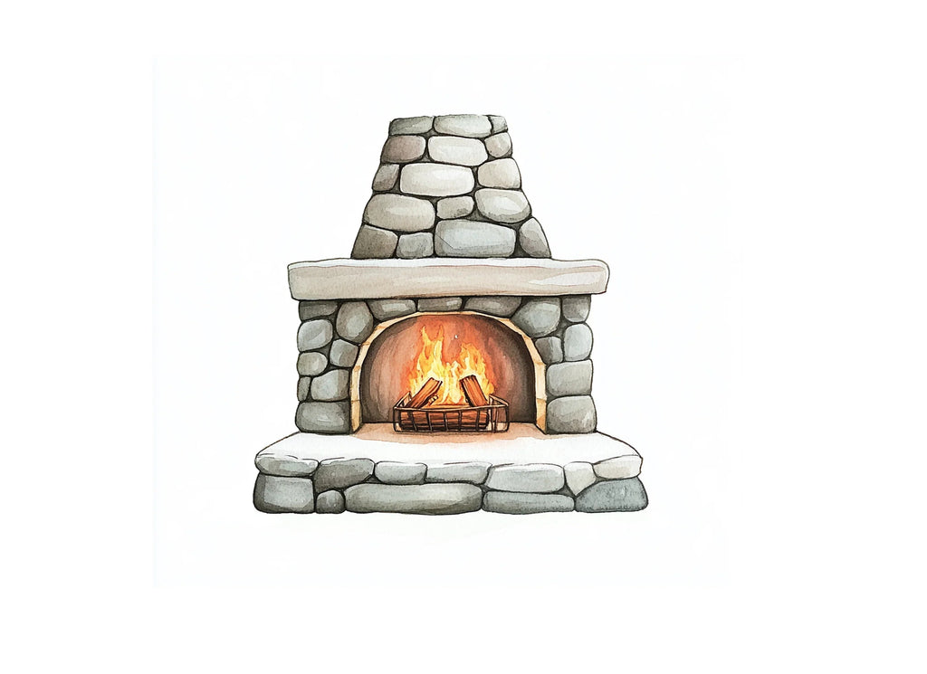 Rustic Stone Fireplace Clipart Bundle