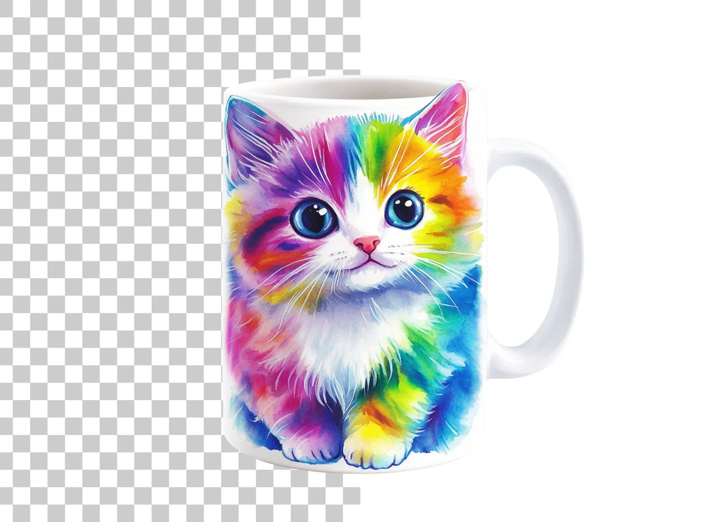 Cute Rainbow Cat Clipart Bundle