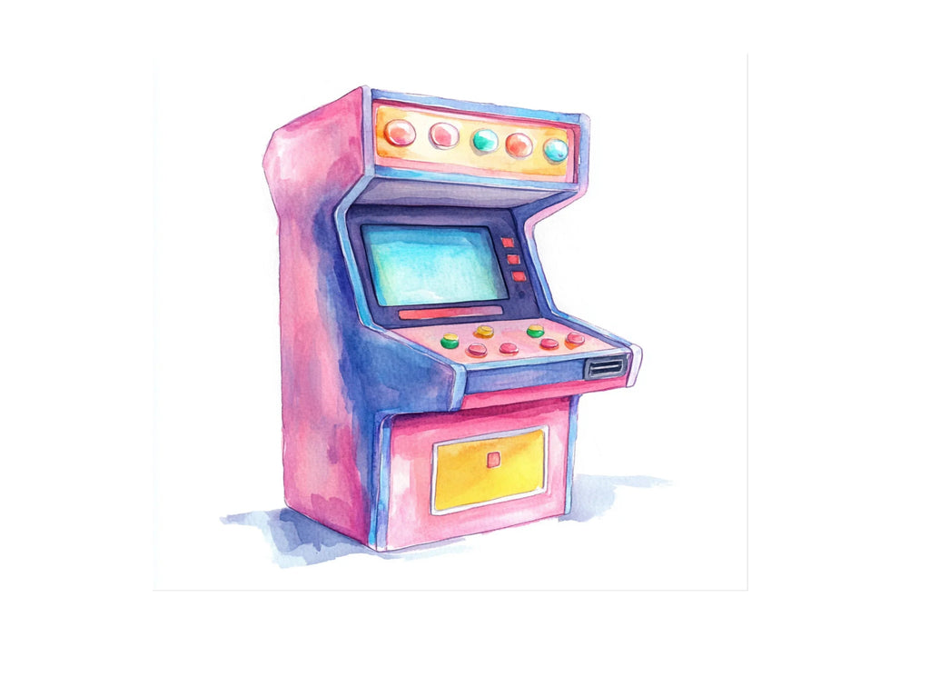 Vintage Arcade Game Cabinet Illustrations Clipart Bundle
