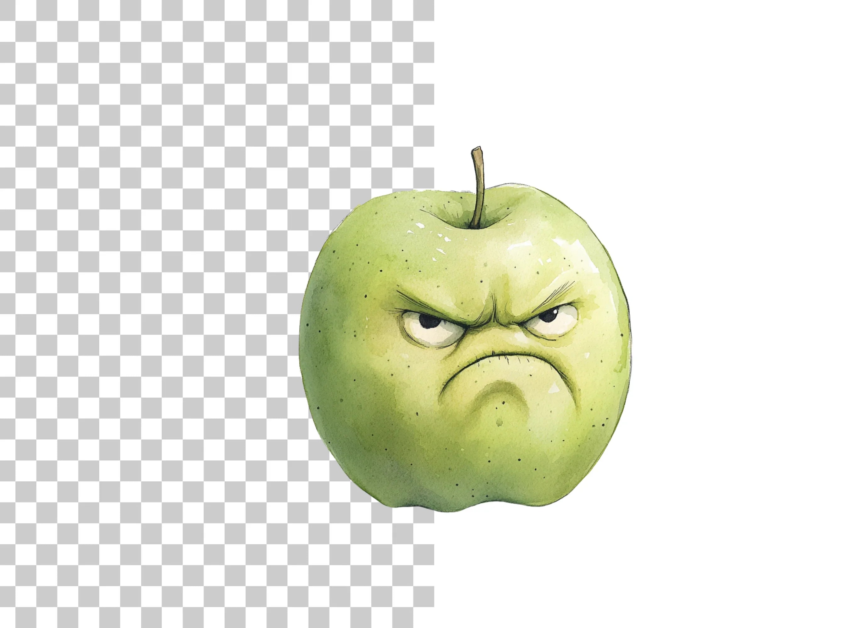 Grumpy Green Apple Clipart Bundle