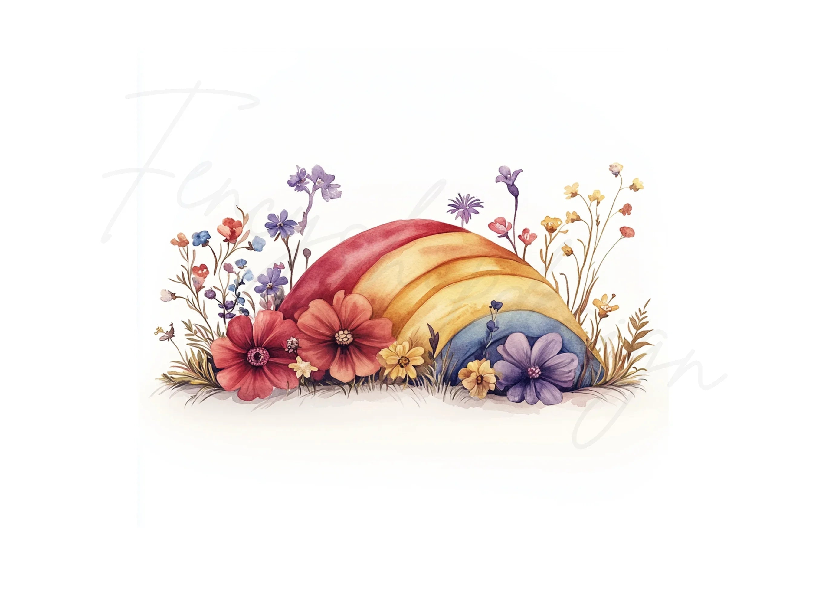 Rainbow Floral Clipart Bundle