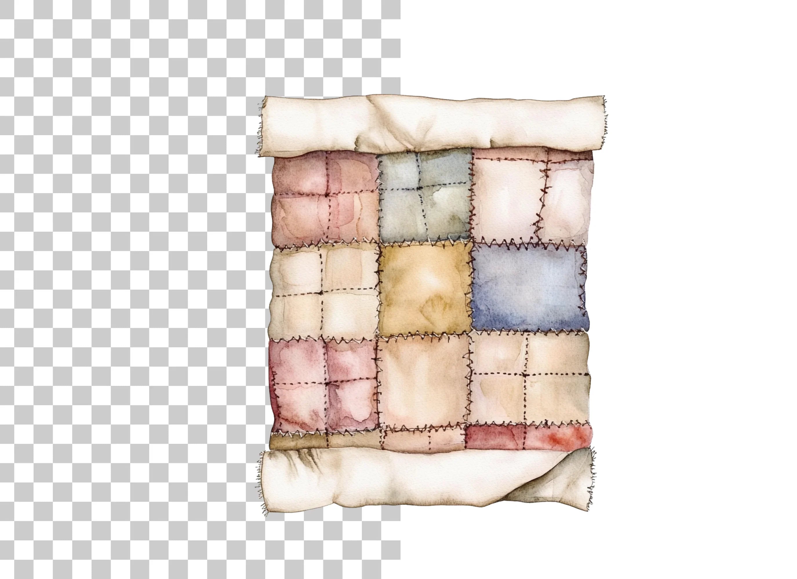 Hand Stitched Patchwork Quilt Clipart Bundle