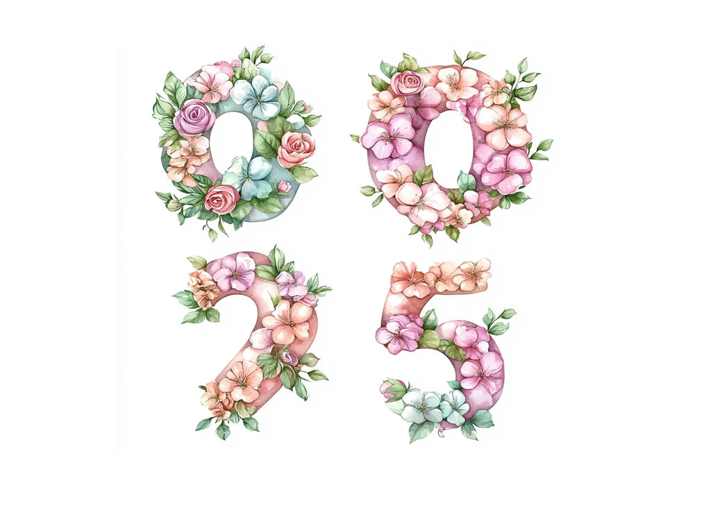 Floral Numbers Clipart Bundle