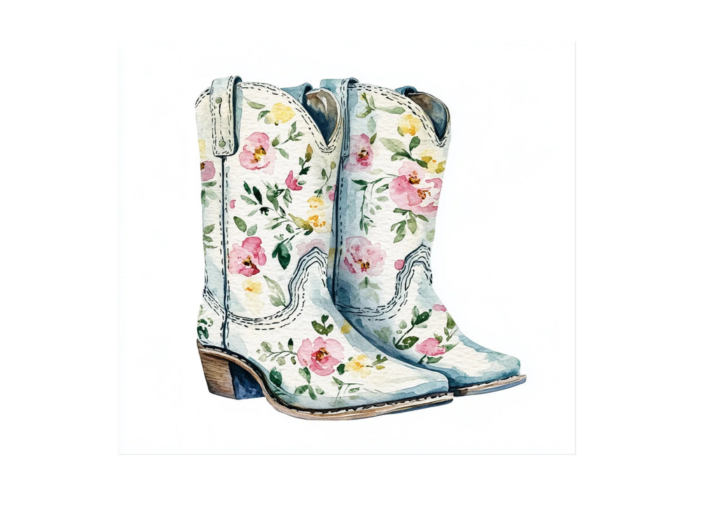 Floral Cowboy Boots Clipart Bundle
