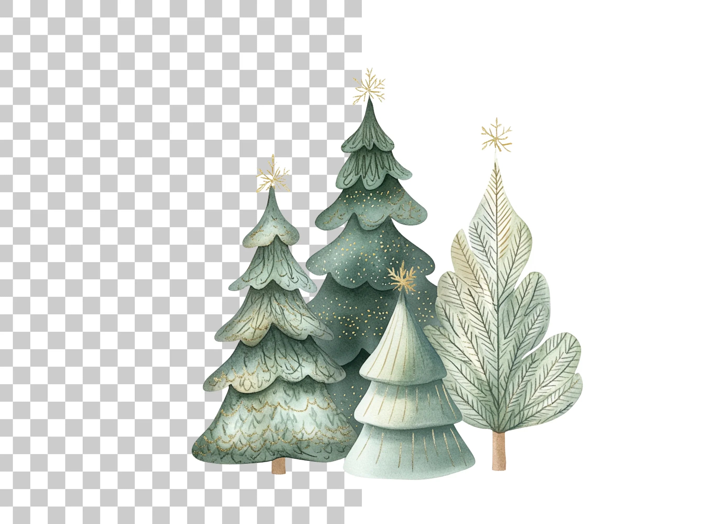 Whimsical Winter Forest Christmas Clipart Bundle