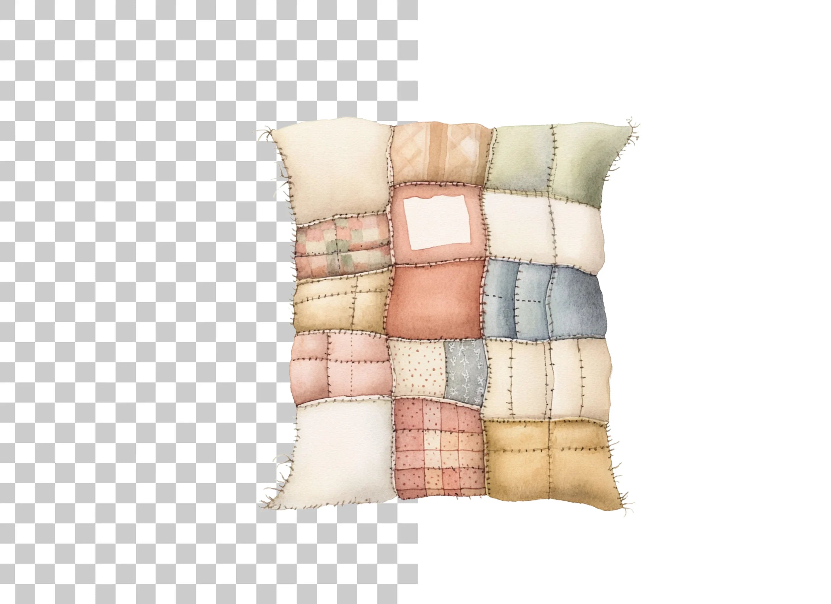 Patchwork Quilt Pillow Clipart Bundle