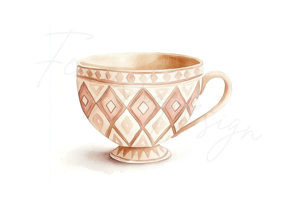 Boho Chic Teacups Clipart Bundle