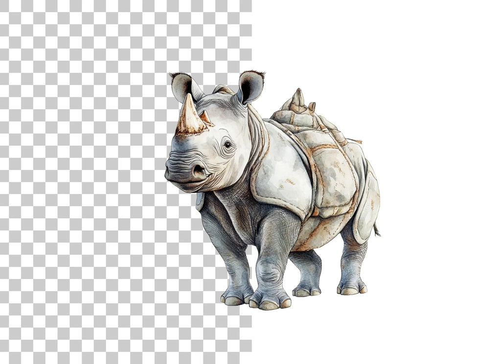 Baby Rhino Cute Wildlife Clipart Bundle