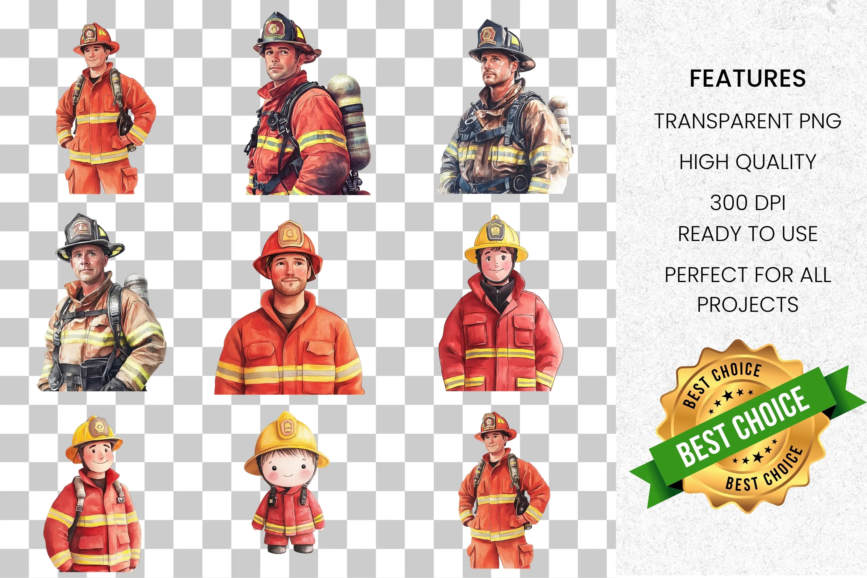 Brave Firefighter Clipart Bundle
