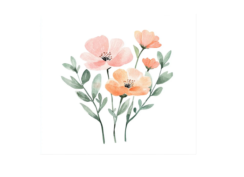 Soft Peach Flower Clipart Bundle