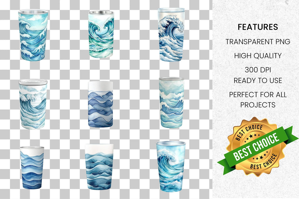 Ocean Wave Tumbler Clipart Bundle