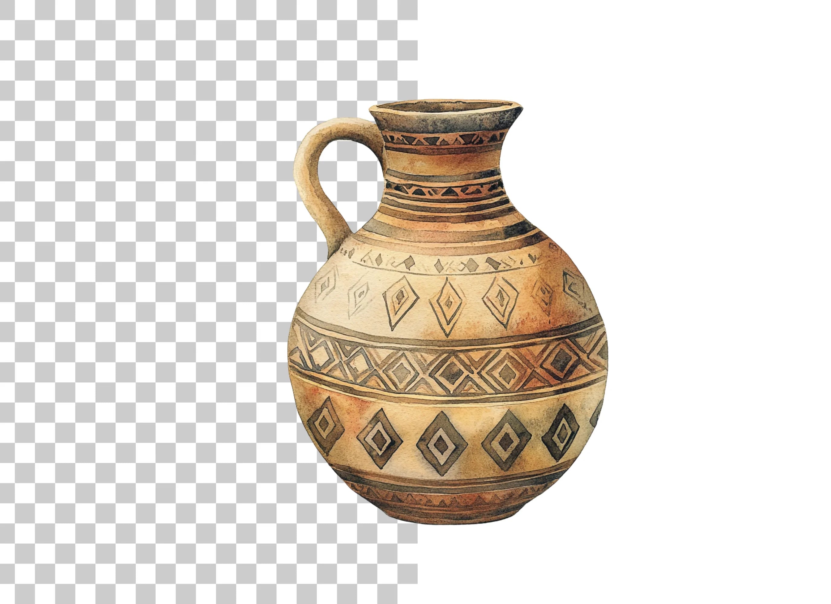 Tribal Patterned Earthenware Jug Clipart Bundle