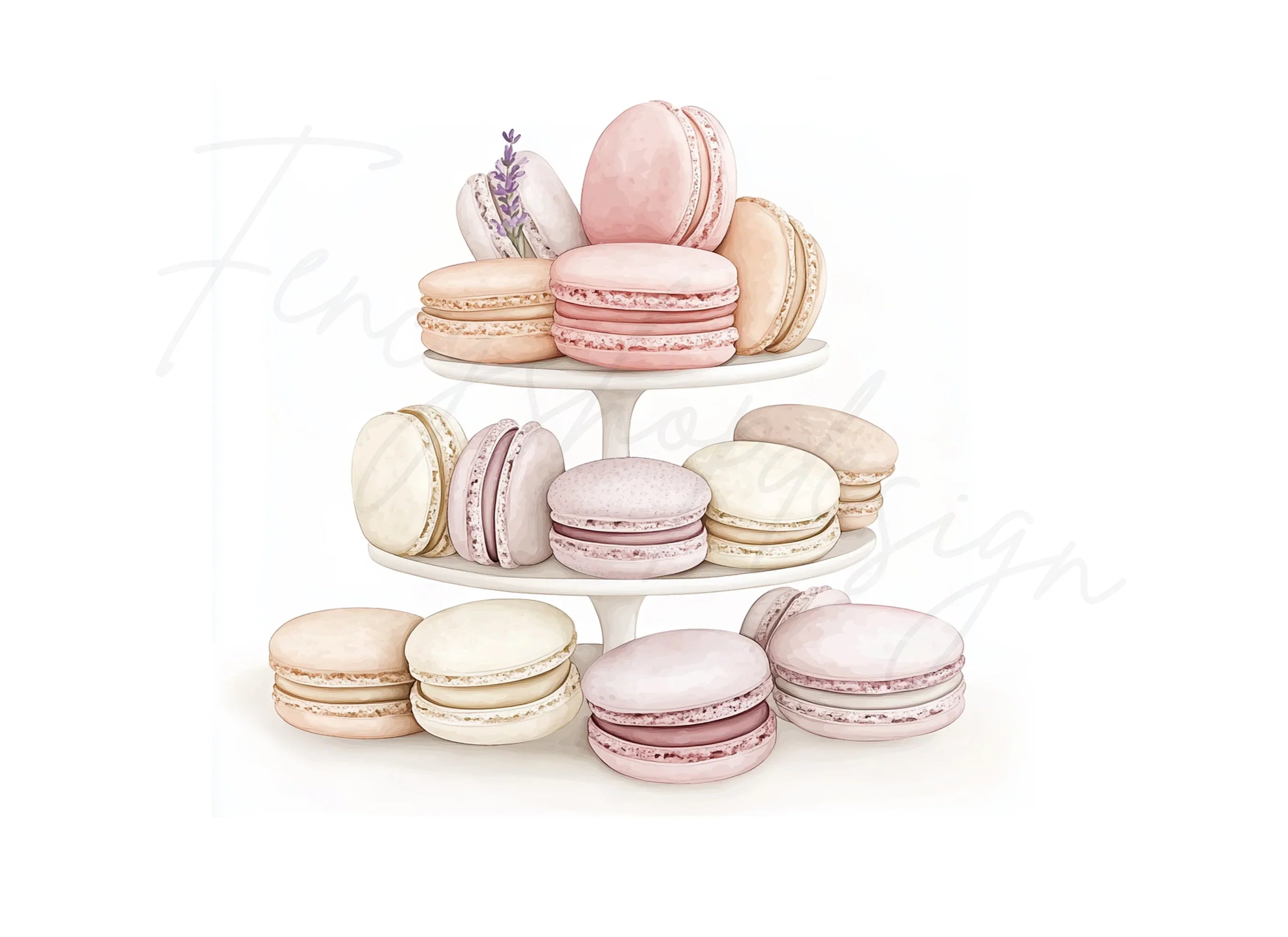 Elegant Macaron Towers Clipart Bundle