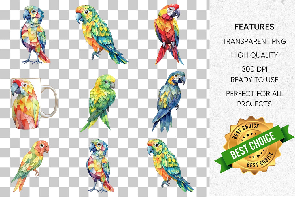 Vibrant Parrot Clipart Bundle