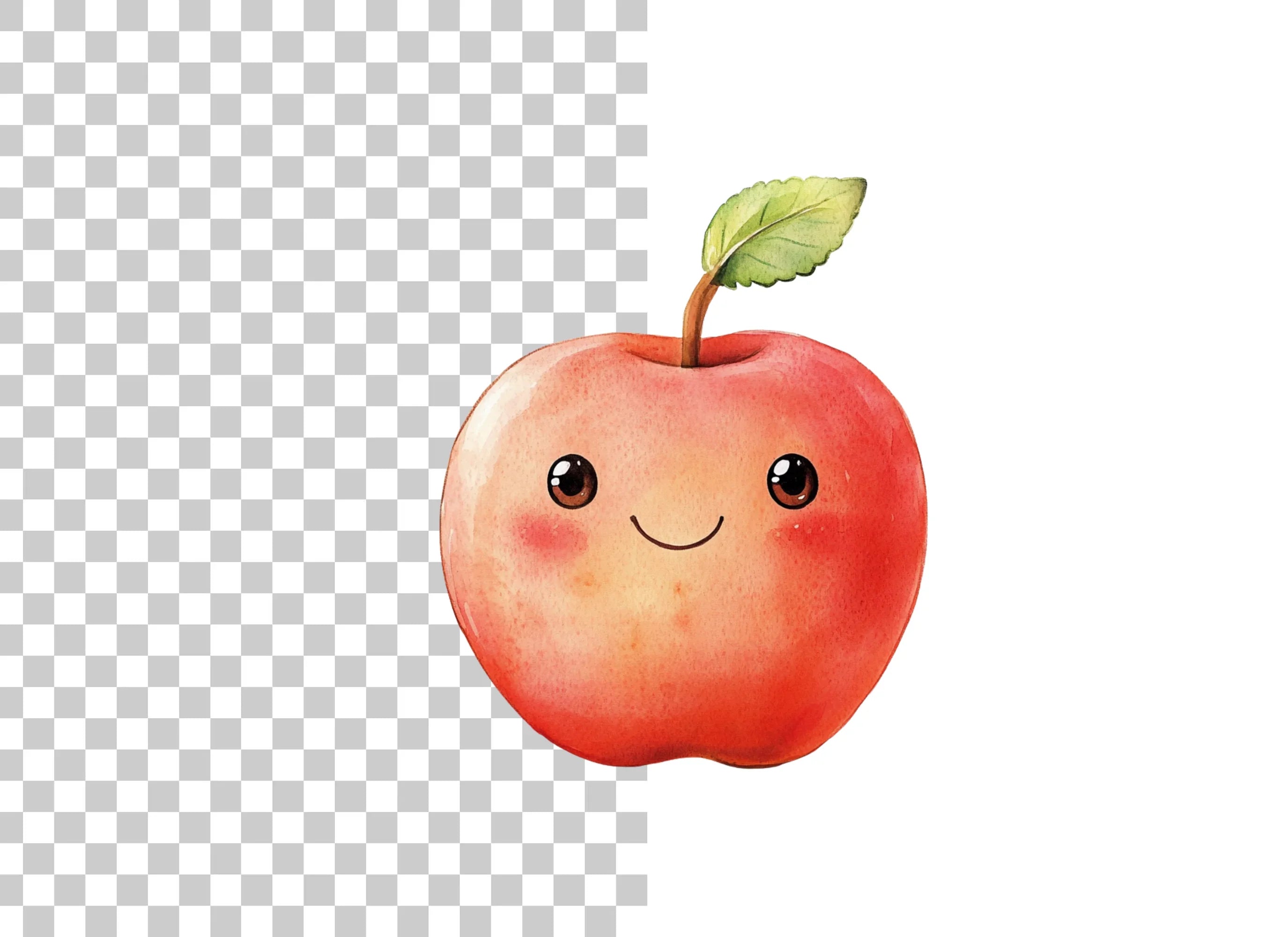 Cute Kawaii Red Apple Clipart Bundle