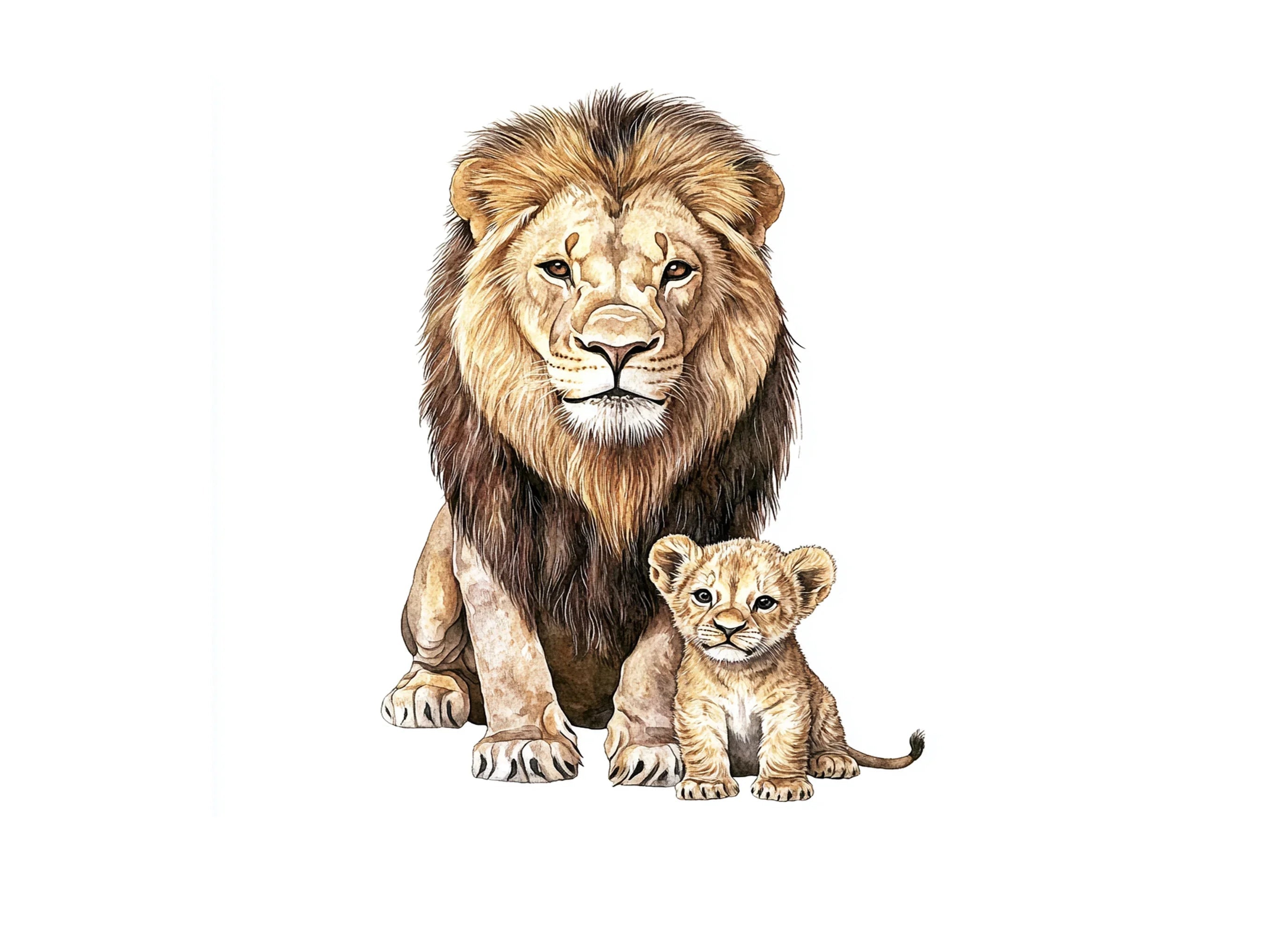 Majestic Lion and Cub Clipart Bundle