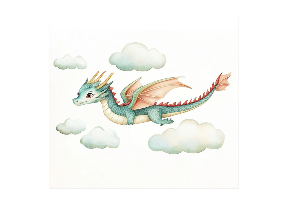 Flying Dragon and Clouds Clipart Bundle