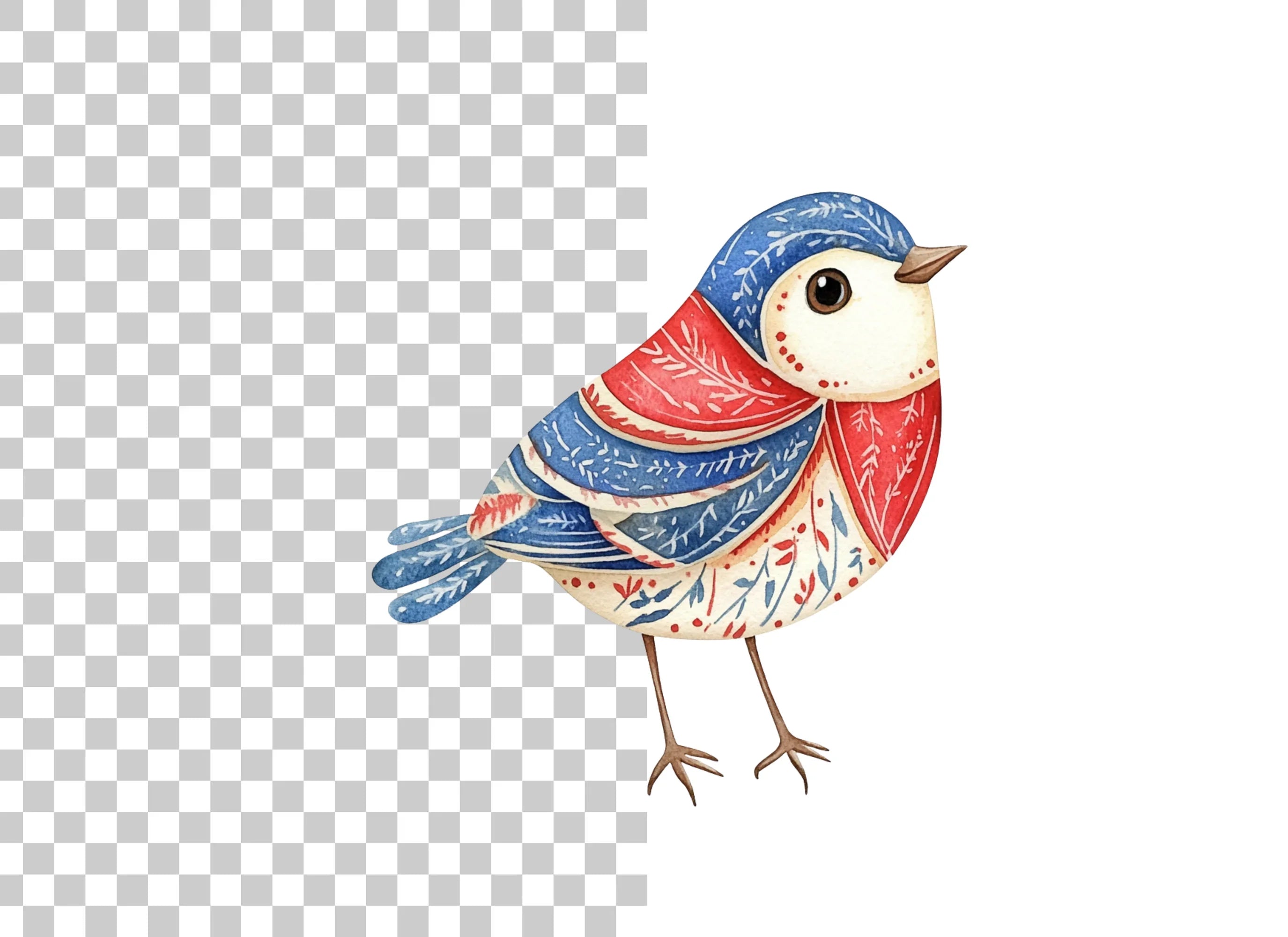 Adorable Folk Birds Clipart Bundle