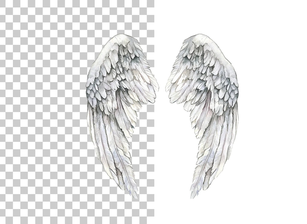Elegant White Angel Wings Clipart Bundle