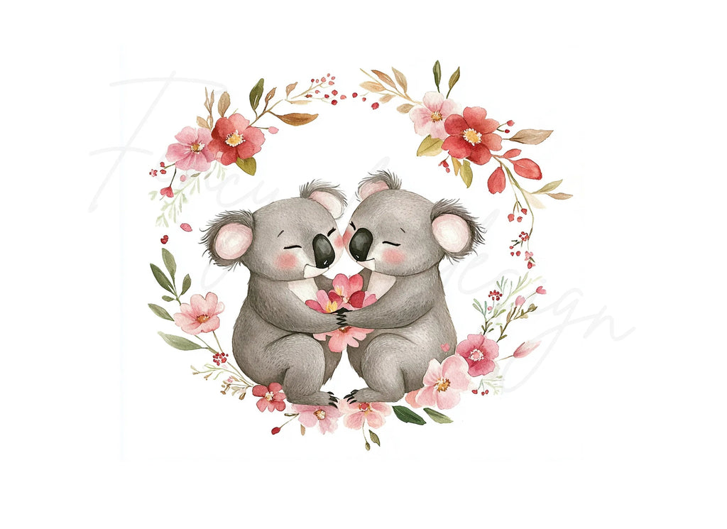 Cute Koala Couple Clipart Bundle